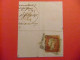 INGLATERRA REINO UNIDO GRANDE BRETAGNE 1851 QUEEN VICTORIA Yvert 3 FU SOBRE FRAGMENTO - Used Stamps