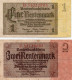 Billet De 2 Rentenmark & 1 Rentenmark ( Rentenmarkscheine) - 2 Rentenmark