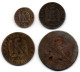 FRANCE, Set Of Four Coins 1, 2, 5, 10 Centimes, Bronze, Year 1854-A, 1855-A,  KM # 775.1, 776.1, 777.1, 771.1 - Autres & Non Classés