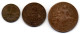 FRANCE, Set Of Three Coins 1, 2, 5 Centimes, Bronze, Year 1919, 1911, 1916,  KM # 840, 841, 842 - Autres & Non Classés