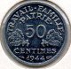 FRANCE, 50 Centimes, Aluminum, Year 1944-B, KM # 914.2 - 50 Centimes