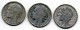 FRANCE, Set Of Three Coins 50 Centimes, Aluminum, Year 1945, 1945-B, 1945-C, KM # 894.1a, 894.2a, 894.3a - 50 Centimes