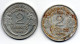FRANCE, Set Of Two Coins 2 Francs, Aluminum, Year 1945, 1947-B, KM # 886a.1, 886a.2 - 2 Francs