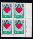 Sc#2618, 1992 Love Issue, Heart, Mail, 29-cent Plate Number Block Of 4 MNH Stamps - Plate Blocks & Sheetlets