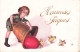 FÊTES - VŒUX - Heureuses Pâques - Petite Fille - Cloche - Poussins - œuf - Carte Postale Ancienne - Ostern