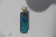 Neuf - Pendentif En Verre De Murano Rectangulaire Bleu Ciel Avec Feuille D'or - Colgantes
