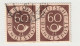 1951, 60 Pfg. Posthirn Im Gebrauchten, Waagerechten Paar - Used Stamps