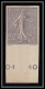 France N°133 30 C Lilas Type Semeuse Lignée Bord De Feuille Non Dentelé (*) (Imperf) - 1872-1920