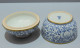 Delcampe - -ANCIEN POT COUVERT CERAMIQUE ASIATIQUE Craquelée BLANC/BLEU Bords Laiton    E - Andere & Zonder Classificatie