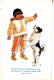 BR19. Vintage Postcard. Inuit, Eskimo Child Playing With A Dog. - Amérique