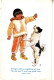 BR19. Vintage Postcard. Inuit, Eskimo Child Playing With A Dog. - America