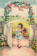 FANTAISIES - Une Jeune Fille  Tenant Des Fleurs Dans Sa Main - Carte Postale Ancienne - Andere & Zonder Classificatie