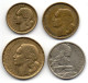 FRANCE, Set Of Four Coins 10, 20, 50, 100 Francs, Aluminum-Bronze, Year 1950-55, KM # 915.2, 917.2, 918.2, 919.2 - Andere & Zonder Classificatie