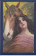 CPA Cheval + Femme Woman Circulée Illustrateur Italien 703-2 Tampon Marcophilie - Horses