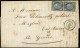 Let EMISSION DE 1849 - 4    25c. Bleu, PAIRE Obl. GRILLE SANS FIN S. LAC, Càd PARIS 29/10/51 Et BUREAU CENTRAL 29/10, Ar - 1849-1876: Periodo Classico