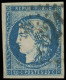 EMISSION DE BORDEAUX - 44Ba 20c. Bleu Foncé, T I, R II, Obl. GC 621, TTB. C - 1870 Emission De Bordeaux