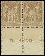 ** TYPE SAGE - 80   30c. Brun-jaune, PAIRE, Bas De Feuille R 1109-1( ), TTB - 1876-1898 Sage (Tipo II)