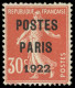 (*) PREOBLITERES - 32  30c. Rouge, POSTES PARIS 1922, TB - 1893-1947