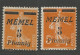 MEMEL N° 45 X 2 Nuances  NEUF* CHARNIERE  / Hinge / MH - Ongebruikt