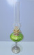 - ANCIENNE LAMPE A PETROLE PIED ETAIN BOL VERRE COULEUR VERTE Complète   E - Lighting & Lampshades
