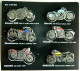 * Plaquette 6 Pin's - Moto Motos Motorrad - Vincent HRD 500 TT Bianchi 350 Motobécane Triumph Radior Hercules - Motos