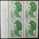 2423c ** Variété Griffure Et Antenne Sur Le Front Concernant 2 Timbres Dans Un Bloc De 4 -- Liberté A Vert - Unused Stamps