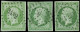 O FRANCE - Poste - 12, 3 Nuances Obl: 5c. Vert - 1853-1860 Napoleon III