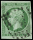 O FRANCE - Poste - 12c, Avec Amorce De Voisin, Signé Scheller: 5c. Vert Foncé Sur Vert - 1853-1860 Napoleon III