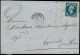 LET FRANCE - Poste - 14Ad, Sur Lettre Du 27 Juillet 1855, Signée Scheller, TB: 20c. Bleu Foncé S. Vert - 1849-1876: Klassik