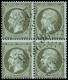 O FRANCE - Poste - 19, Bloc De 4, GC 2636: 1c. Olive - 1862 Napoléon III.