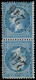 O FRANCE - Poste - 22b, Tête-bêche Verticale, Obl GC 246, Certificat Bühler: 20c. Bleu - 1862 Napoleon III
