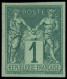 * FRANCE - Poste - 61c, Type II, Non Dentelé, Granet: 1c. Vert Foncé Sur Vert - 1876-1878 Sage (Type I)