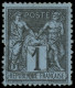 O FRANCE - Poste - 84, Défaut De Dentelure, Signé + Certificat Calves: 1c. Bleu De Prusse - 1876-1898 Sage (Type II)