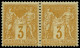 * FRANCE - Poste - 86, En Paire, Très Beau: 3c. Bistre - 1876-1898 Sage (Type II)