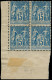 ** FRANCE - Poste - 90, Bloc De 4, Impression Recto-verso: 15c. Bleu (Spink) - 1876-1898 Sage (Type II)