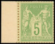 (*) FRANCE - Poste - 102, Tirage De 1910, Avec Dentelure Figurée Sur Bristol: 5c. Vert-jaune - 1898-1900 Sage (Type III)