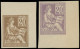 ** FRANCE - Poste - 113, 2 Essais De Couleur, Non Dentelés: 20c. Mouchon (Spink) - Unused Stamps