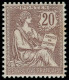 ** FRANCE - Poste - 126, Très Bon Centrage: 20c. Mouchon Brun-lilas - Unused Stamps