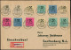 O ALLEMAGNE LOCAUX 1945 GROSSRASCHEN - Poste - Michel 13/24 B, Complet 12 Valeurs Non Dentelées Sur Devant D'enveloppe R - Other