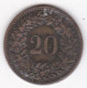 Suisse 20 Rappen 1859 B , En Billon, KM# 7 - 20 Rappen