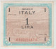 Italy Allied Military Currency. Banconota Da 1 Lira Occupazione Alleata  1943 - Occupazione Alleata Seconda Guerra Mondiale