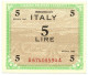 5 LIRE OCCUPAZIONE AMERICANA IN ITALIA MONOLINGUA FLC 1943 SUP+ - Occupazione Alleata Seconda Guerra Mondiale