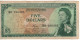 EAST CARIBBEAN  $ 5   P14e   ( ND - 1965 )    Elizabeth II  + Coastal Scene At Back - Caribes Orientales