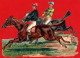 Très Grand Découpis Format 24 X 17 Cm. Chevaux Au Galop. - Enfants