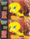 S. Africa - Telkom - Looney Tunes Tweety Bird, 2 Cards (Different CN's Big & Small), Gem5 Red, 2003, 20R, Both Used - South Africa