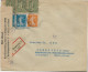 LETTRE RECOMMANDEE - AFFRANCHIE N°130 +140+N° 158 -REG.DE STRASBOURG A OBERSTEIN -ALL. AVEC ETIQUETTE .ALL.10.4.1922 - Covers & Documents