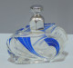 -JOLI FLACON CRISTAL & EMAIL BLEU AZUR ART DECO BOUCHON Chromé VITRINE    E - Verre & Cristal