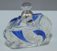 -JOLI FLACON CRISTAL & EMAIL BLEU AZUR ART DECO BOUCHON Chromé VITRINE    E - Verre & Cristal