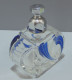 -JOLI FLACON CRISTAL & EMAIL BLEU AZUR ART DECO BOUCHON Chromé VITRINE    E - Verre & Cristal