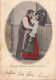 BT53. Vintage French Postcard. Alsatian Costumes. Cuddling Couple. - Mode